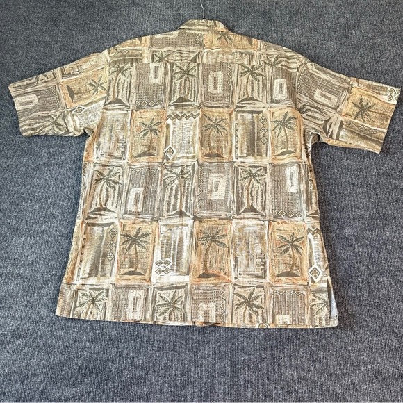 Tori‎ Richard Aloha Shirt Palm Tree Print Linen Blend Men's L - Picture 2 of 11